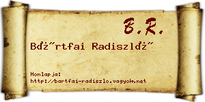 Bártfai Radiszló névjegykártya